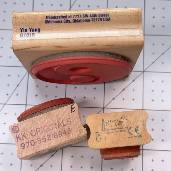 Lot of 3 Yin Yang Symbol Rubber Stamp Dragon Fly Mixed Sizes Craft Scrapbook - Picture 3 of 5